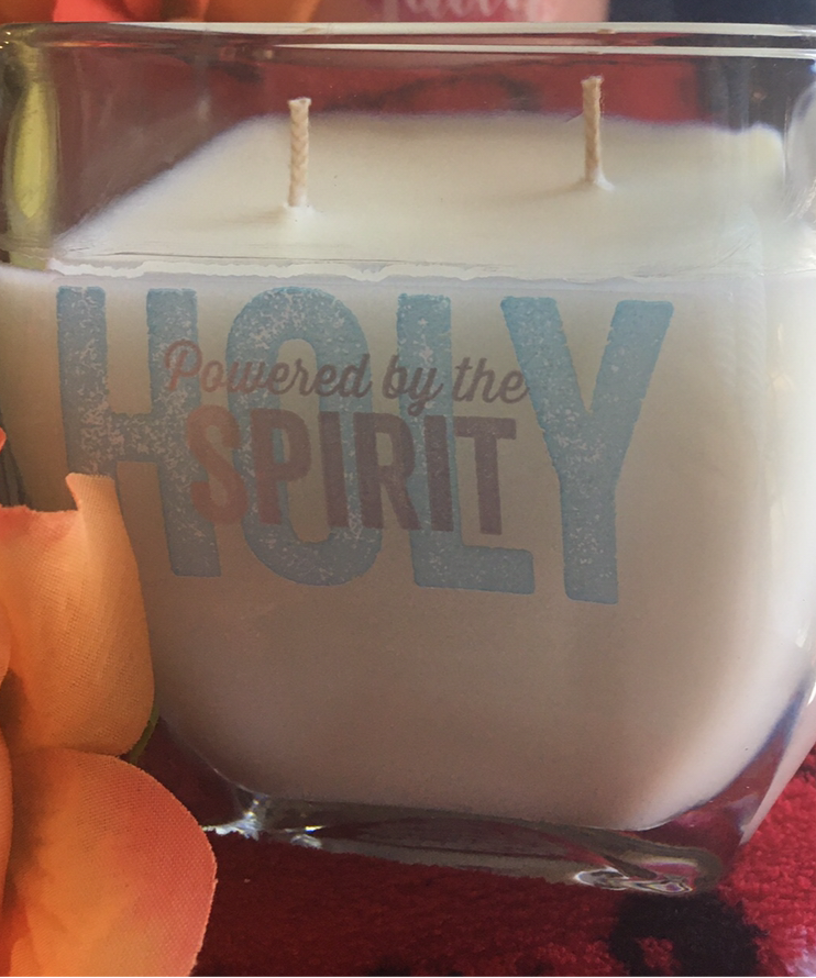 Double wick Pillar glass candle 12oz slow Burn with a message of love
